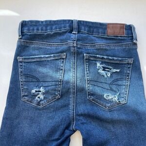 American Eagle Hi Rise Jegging Jeans Womens Size 2 Distressed Ripped Blue Denim